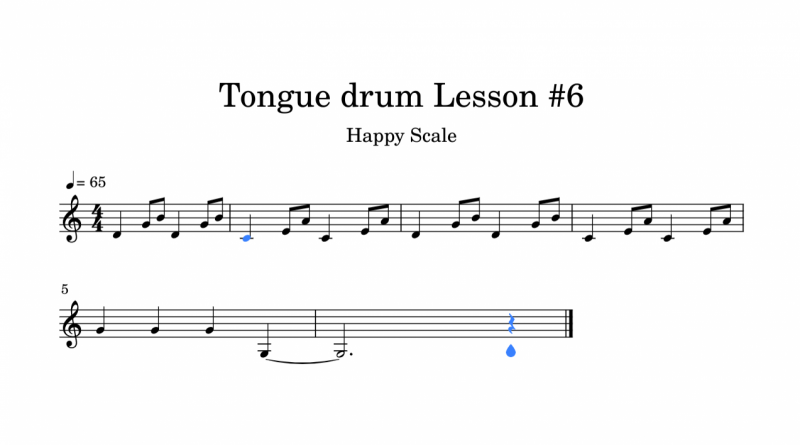 How to learn a simple tongue drum melody with a music score? Tutorial # 6 (beginner)